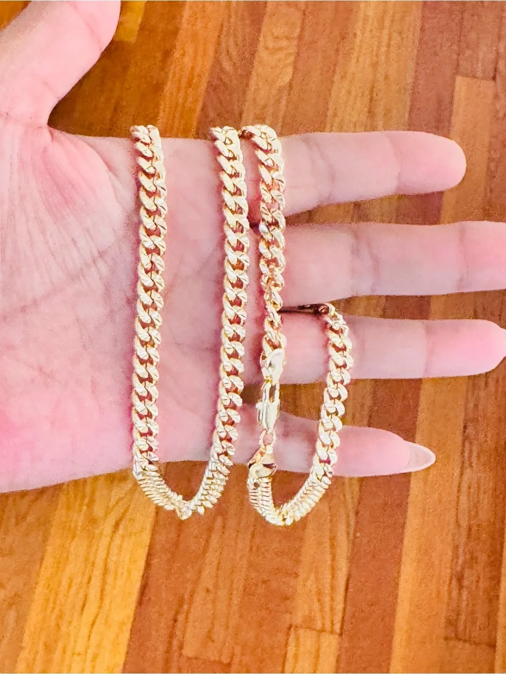 14K Gold Plated statement accent 24” length Cuban link chain necklace.
